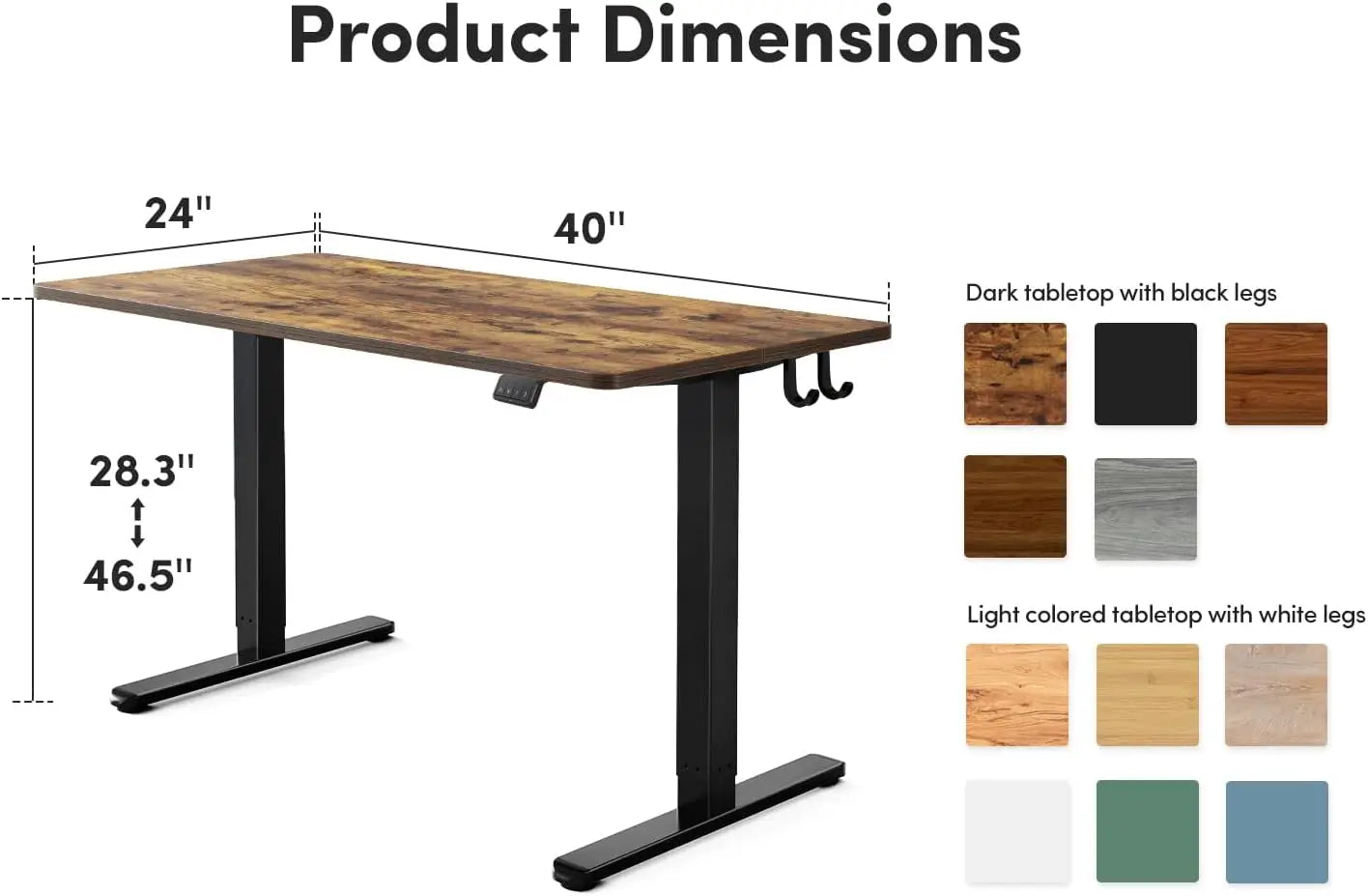 Height Adjustable Electric Standing Desk, 100 * 60 cm Stand up Table, Sit Stand Home Office Desk with Splice Board, Black