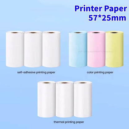 57*25mm Thermal Paper Label Sticker Self-adhesive HD Color Rolls Paper For Mini Printer Instant Print Kids Camera Photo Paper