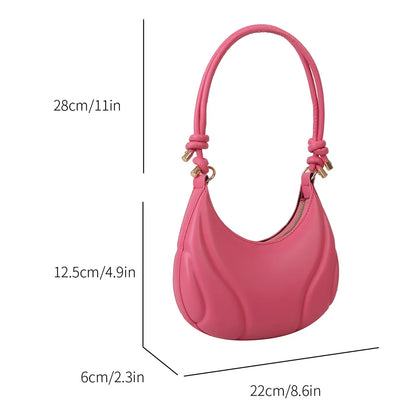 Women Crossbody Bag Luxury Designer PU Tote Bag Large Capacity Underarm Bag Simple Saddle for Office Travel Make Up Cosmetic Bag