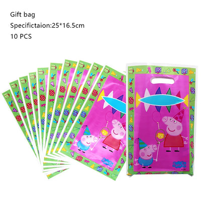 Peppa Pig Birthday Party Decoration Aluminum Foil Balloon For Kid Event Supplies Disposable Tableware Banner Backdrop Gift