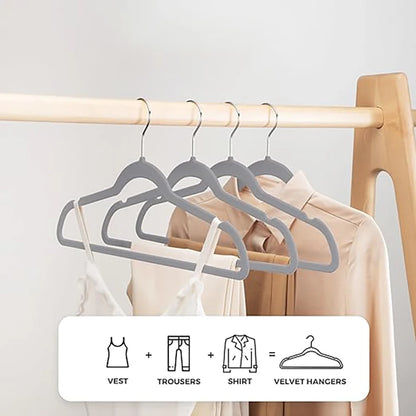 10/20/30pcs Velvet Hanger, Heavy Duty Non-Slip Hanger for Coat Pants and Formal Wear, Space Saving Garment Felt Hanger