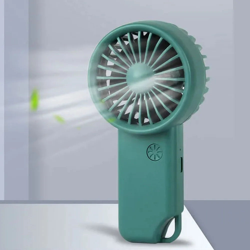 Portable Mini Fan Rechargeable USB Charging Handheld Fan Built-in 500mAh Battery 3 Speed Power for Outdoor Office Sports Travel