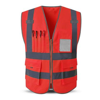 Red Working Vest for Men Women High Visibility Safety Vests with Reflective Stripes Hi Vis Workwear Meets ANSI/ISEA Standards