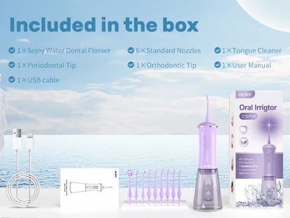 SEJOY C12 Dental Water Flosser Oral Irrigator USB Rechargeable Teeth Cleaner Portable 5 Modes IPX7 Mouth Washing Machine