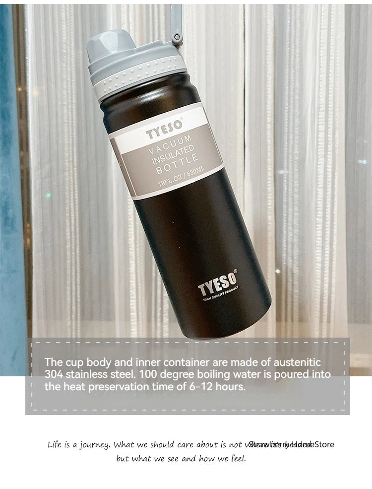 Tyeso 530/750ML Stainless Steel Thermos Bottle Portable Outdoor Sport Water Cup Keeps Cold and Heat High Capacity Thermos Bottle