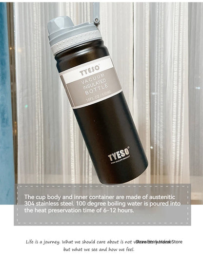 Tyeso 530/750ML Stainless Steel Thermos Bottle Portable Outdoor Sport Water Cup Keeps Cold and Heat High Capacity Thermos Bottle