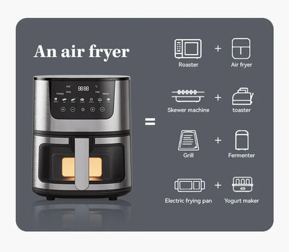 Electric Air Fryer Smart 7L Multi-function Hot Convection Oven Deep Fryer Without Oil LED Touch Control 1400W Visible Window