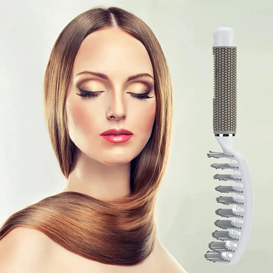 Top High Cranial Smooth Big Curved Hairdressing Comb with Bristle for Straight, Plastic Curly Hair Wig Comb and Hair Massage