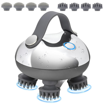 Electric Scalp Massager with 8 Silicone Massage Heads Scalp Kneading Vibrating Device 3 Modes for Hair Growth Stress Relax