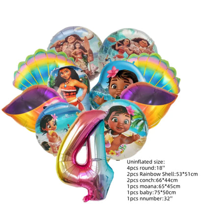 Ocean Adventure Moana Cartoon Balloons Set Baby Shower First 5th Birthday Party Decoration Supplies Shell Conch Globos