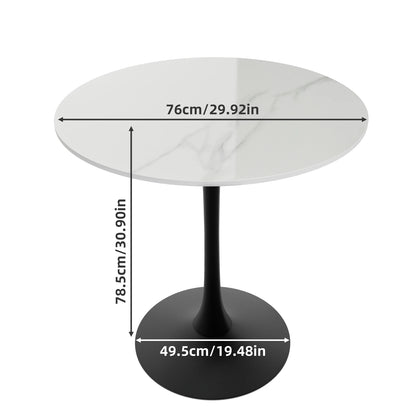 78cm Tall Leisure Round Kitchen Dining Table with Sintered Stone Top and Pedestal Base Bar Height Bistro Table