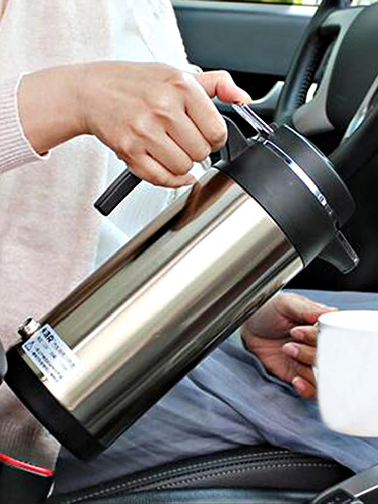 1200 ML Car Hot Kettle Portable Water Heater Leak-Proof Design 12/24 V Travel Electric Kettle Fast Boiling for Coffee Tea Drinks