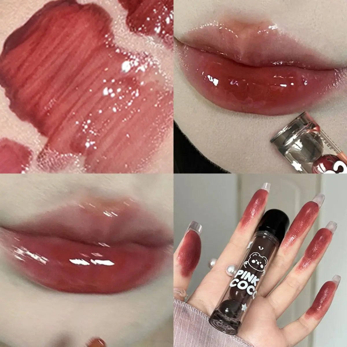 PINKCOCO Bear Dudu mirror lip glaze does not fade mirror water gloss lip gloss lipstick