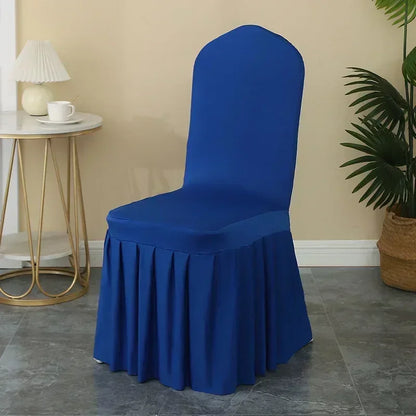 5/10/50/100pcs Pleated skirt Spandex Chair Cover Hotel Banquet Party Events Wedding Decoration Dining Room Seat Protector Covers