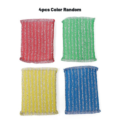 4-48Pcs Steel Wire Sponge Scrubbers Home Kitchen Cleaning Pads Dishes Pots Pans Oil and Stain Removal Household Rags Sponge Wipe