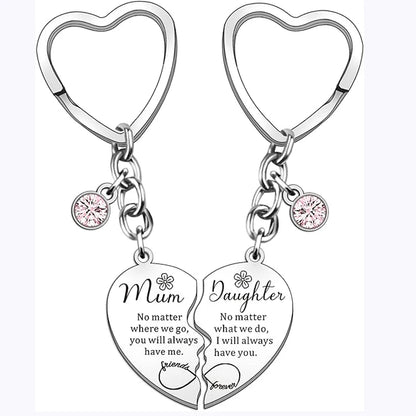 2 Pcs Mother Daughter Heart Matching Keyring Necklace Set Gifts For Mum Mothers Day Daughter Birthday Presents From Daughter