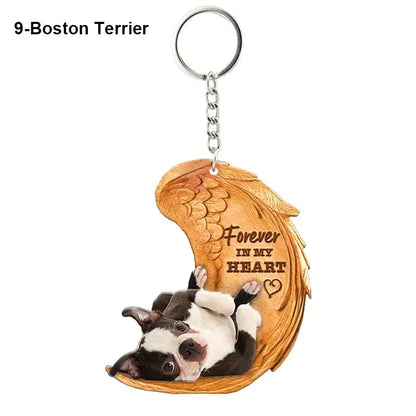 1 Piece 23 Style Dog Forever In My Heart  Angel Pendant Bag Key Chains Car Keychain Keyring  Pet Jewelry Gift For Women Girls