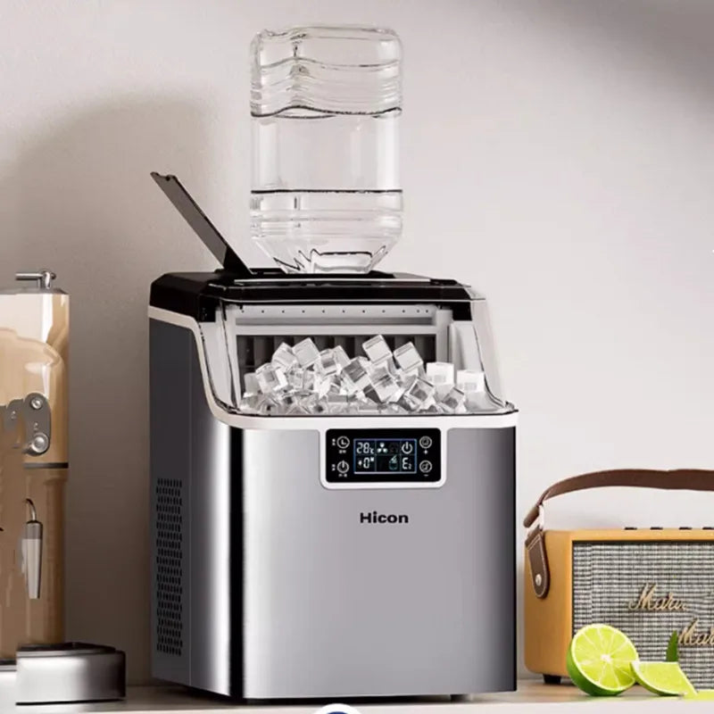 Ice Maker Machine Countertop, 26 lbs in 24 Hours, 9 Cubes Ready in 6 Mins, Electric ice maker and Compact potable silver