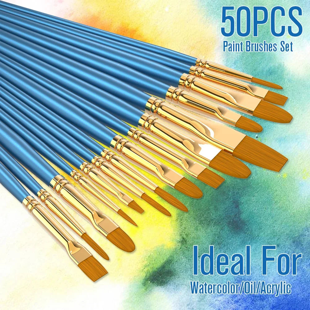 Artist Paint Brush Set High Quality Nylon Hair Watercolor Acrylic Oil Brush Painting Art Supplies Stationery