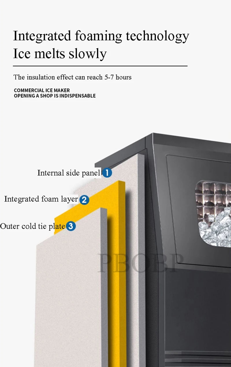 PBOBP 44lbs/24H Electric Ice Maker 11.5kg 25lbs Capacity LCD Control Panel Ice Making Machine for Shop Office EU Plug 220V