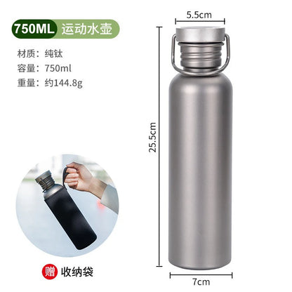 600ml 750ml Titanium Water Bottle Outdoor Camping Supplies Tourism Sports Cycling Hiking Camping Water Bottle