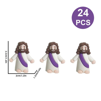 24Pcs Easter Christ Savior Jesus Figurines Little Jesus Figurine Mini Jesus Figures Tiny Jesus Figurine for Easter Egg Stuffers