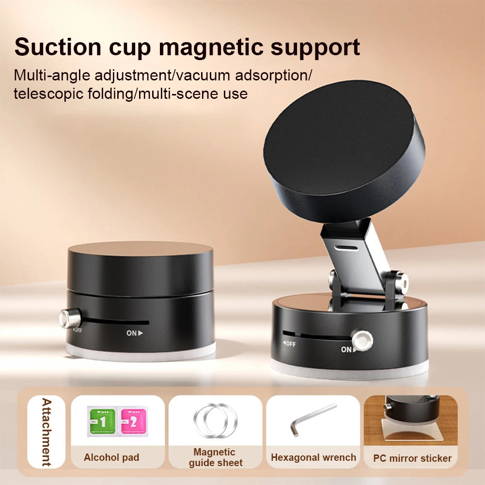 Vacuum Magnetic Suction Cup Folding Swivel Stand Car Mount Bracket For MagSafe Vacuum Swivel Stand iPhone Samsung Phone Holder ﻿