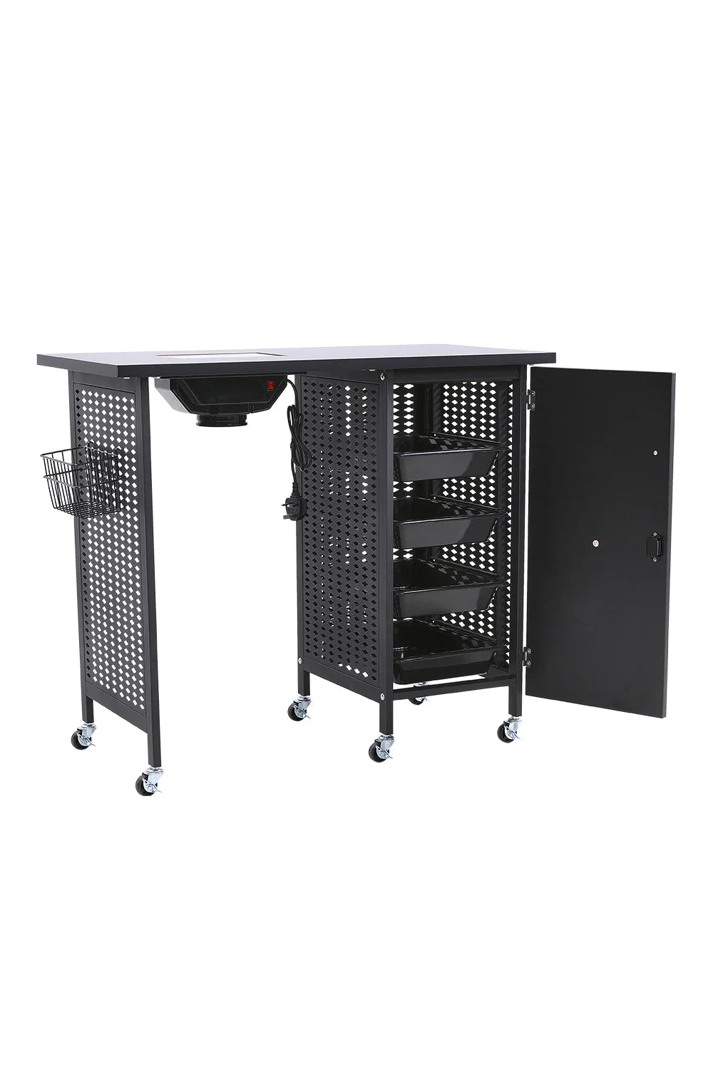 Black Manicure Nail Table on Wheels