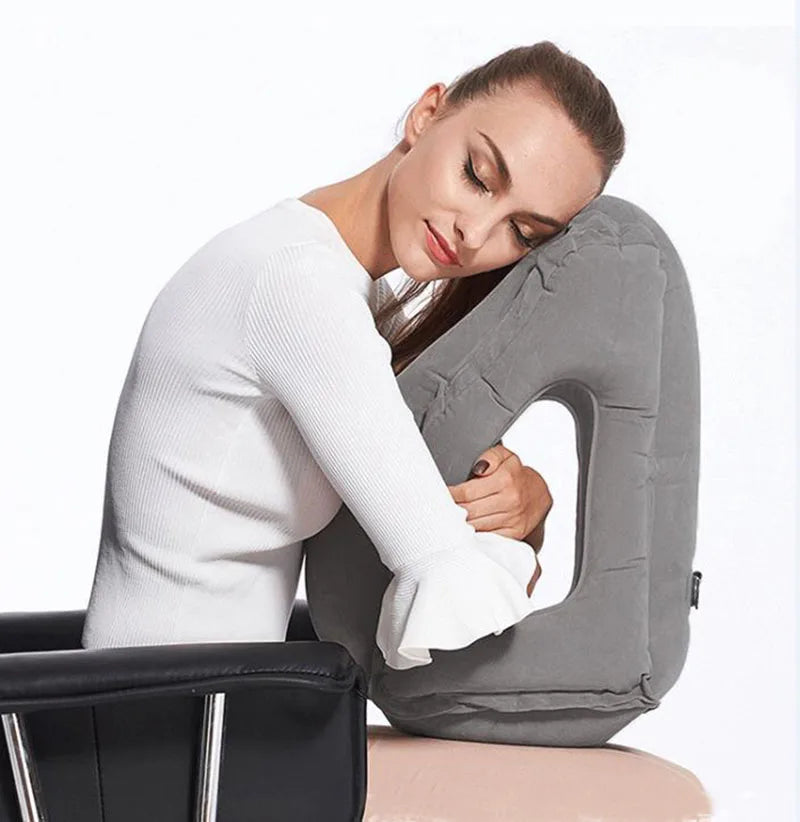 PVC Inflatable Air Travel Pillow Portable Headrest Chin Support Cushions for Airplane Plane Car Office Rest Neck Nap Pillows