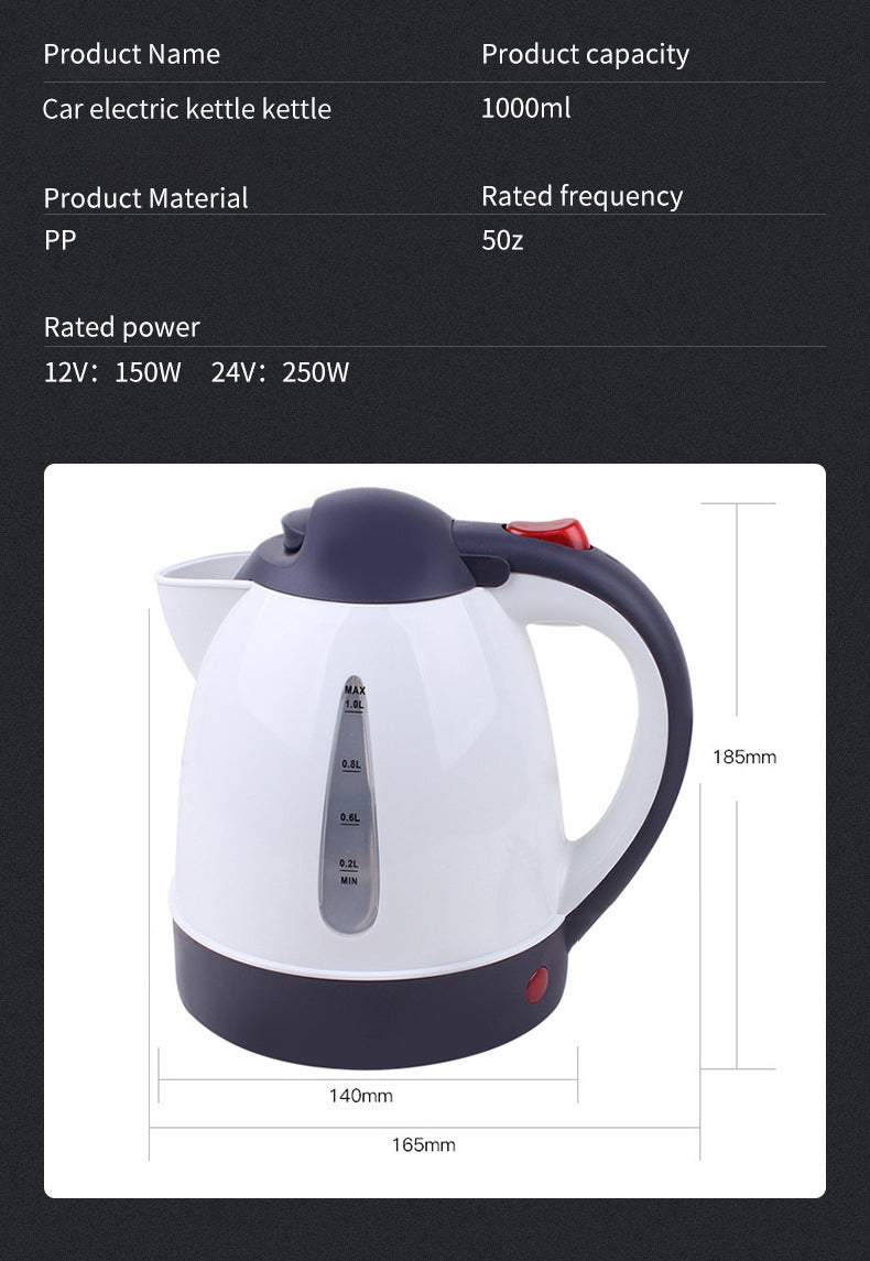 Portable car kettle wholesale car big truck 12v24v electric kettle cigarette lighter make tea boiling cup 1000ML