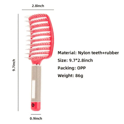 Top High Cranial Smooth Big Curved Hairdressing Comb with Bristle for Straight, Plastic Curly Hair Wig Comb and Hair Massage