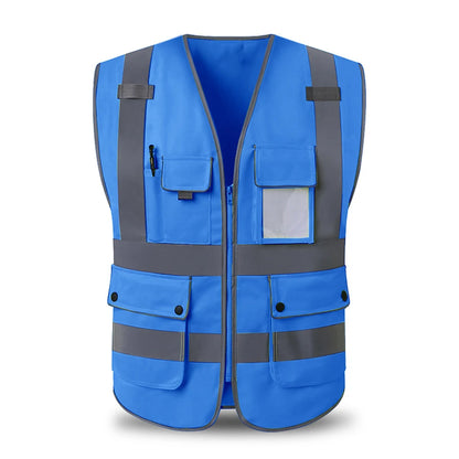 Reflective Vest High Visibility Safety Vests Multi Pockets Construction Workers Security Working Clothes Hi Vis Workwear