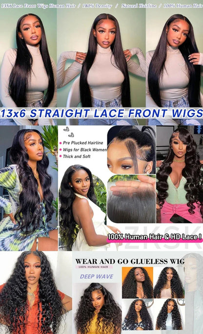 30 32 Inch Straight 13x4 Lace Front Wigs Human Hair 13x6 Transparent Lace Frontal Wigs Human Hair PrePlucked 4x4 Lace Wigs Bling