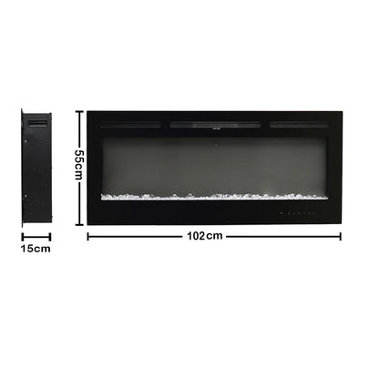 KOMORE Recessed/Wall Mounted Electric Fireplace Adjustable Flame with Remote 102cm 1800W  Flame Effect Overheat Protection