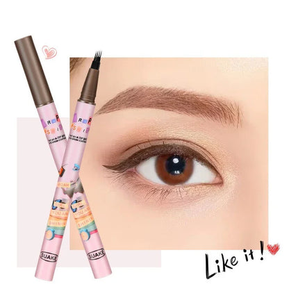 4 Colors Eyebrow Pen Waterproof 4 Fork Tip Eyebrow Tattoo Pencil Cosmetic Long Lasting Natural Dark Brown Liquid Eye Brow Pencil