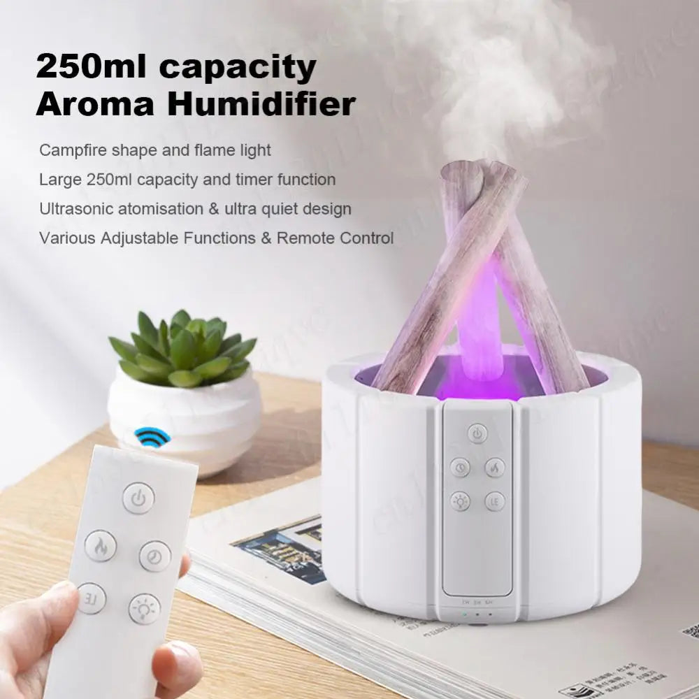 250ml Campfire Flame Aroma Diffuser Bonfire Air Humidifier Ultrasonic Cool Mist Maker Fogger Aromatherapy Essential Oil Diffuser