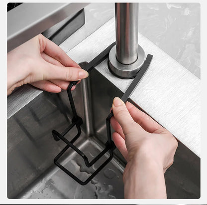 1pc kitchen faucet storage rack, double-layer drainage design, nail free installation, strong load-bearing capacity