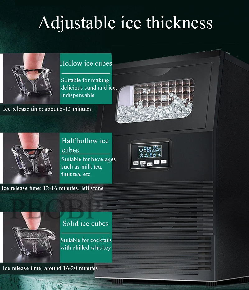 PBOBP Ice Maker Countertop, Chewable Pebble Ice 34Lbs/26.5LbsPer Day, Crunchy Pellet Ice Cubes Maker Machine