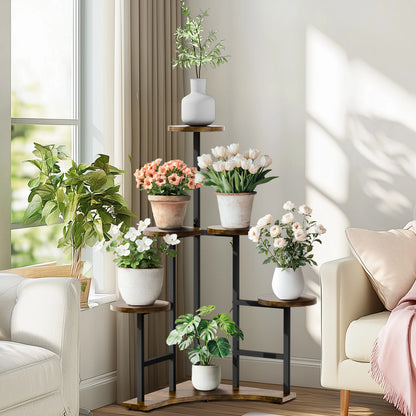 5 Tiered Tall Corner Plant Stand Multiple Potted Flower Holder Organizer Rack for Balcony Garden Planters