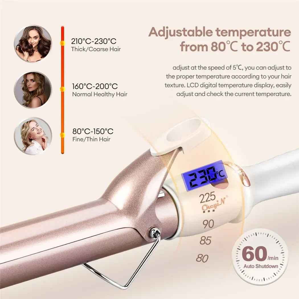 CkeyiN 32mm 38mm Electric Hair Curler for Women Professional Ceramic Curling Iron Adjustable Temperature Hair Styling Tool Comb