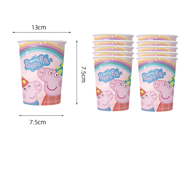 Peppa Pig Birthday Party Decoration Banner Cartoon George Page Balloons Paper Plates Disposable Tableware Decor Background