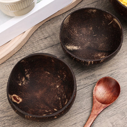 WIKHOSTAR Coconut Bowls For Serving Dishes Wooden Salad Natural Coconut Shell Bowl  Bowl Serving Utensils Breakfast Party