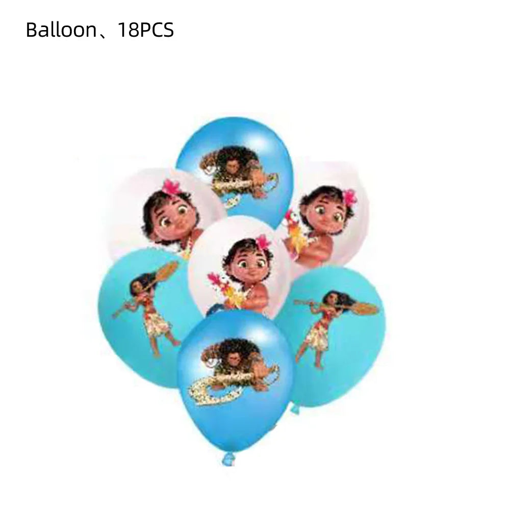 New Disney Moana Birthday Decoration Tableware Balloons Cups Plates Set Banner Vaiana Moana Theme Birthday Party Deco Supplies