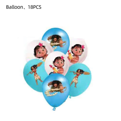 New Disney Moana Birthday Decoration Tableware Balloons Cups Plates Set Banner Vaiana Moana Theme Birthday Party Deco Supplies