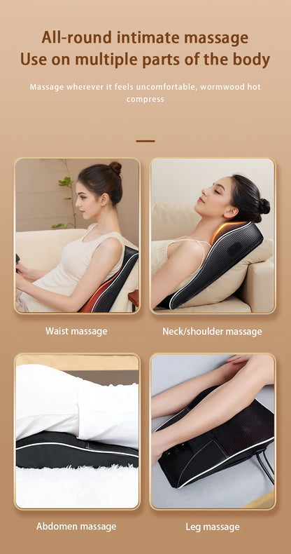 Manufacturer Direct Electric Shiatsu Head Neck Cervical Ttraction Body Massager Car Back Pillow with Heating Vibrating Massage D