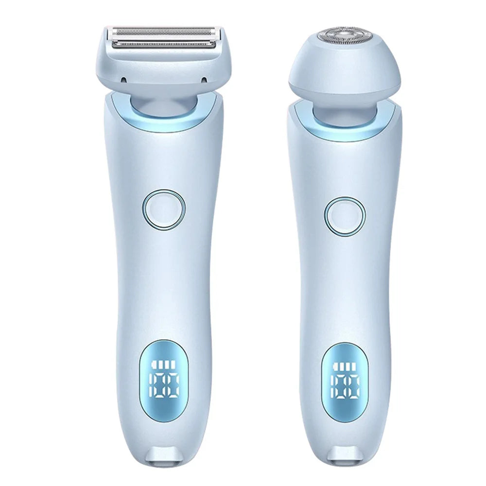 2-In-1 Electric Shaver Female Trimmer Replaceable Cutter Head Ip7 Waterproof Wet And Dry For Legs Underarms Face