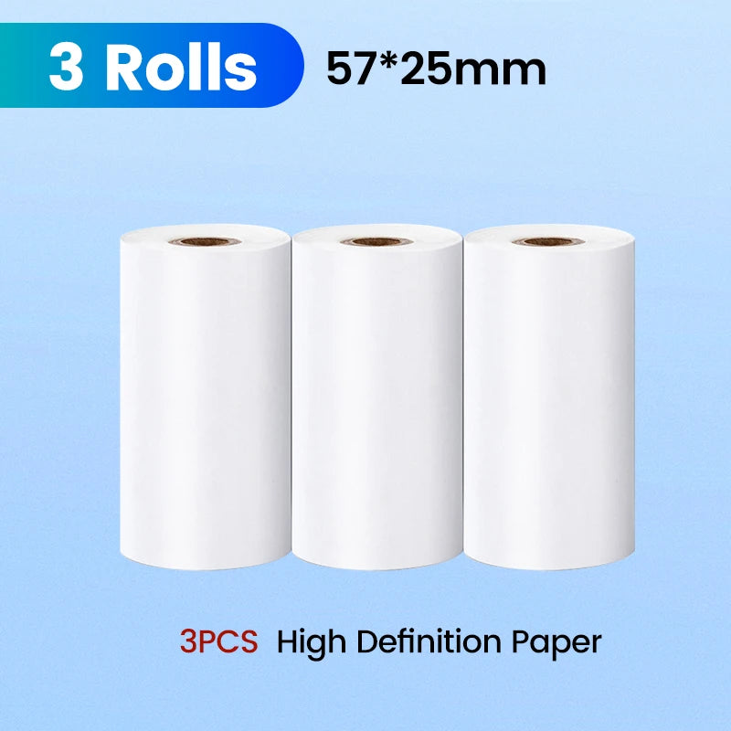 57*25mm Thermal Paper Label Sticker Self-adhesive HD Color Rolls Paper For Mini Printer Instant Print Kids Camera Photo Paper