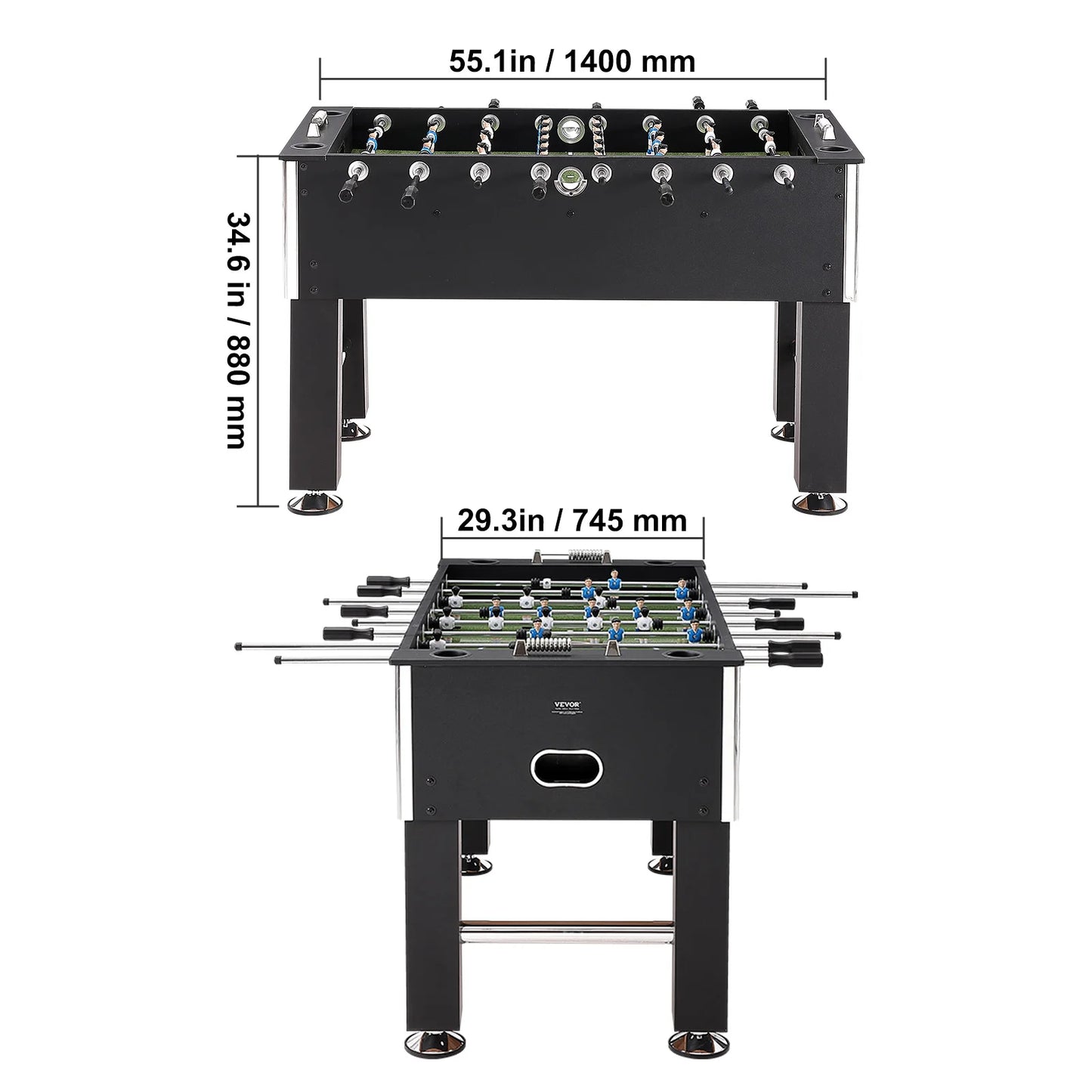 VEVOR Foosball Table Game 55in Soccer Tabletop Standard Size Tabletops for Home Family Game Room Soccer w/Foosball Table Set