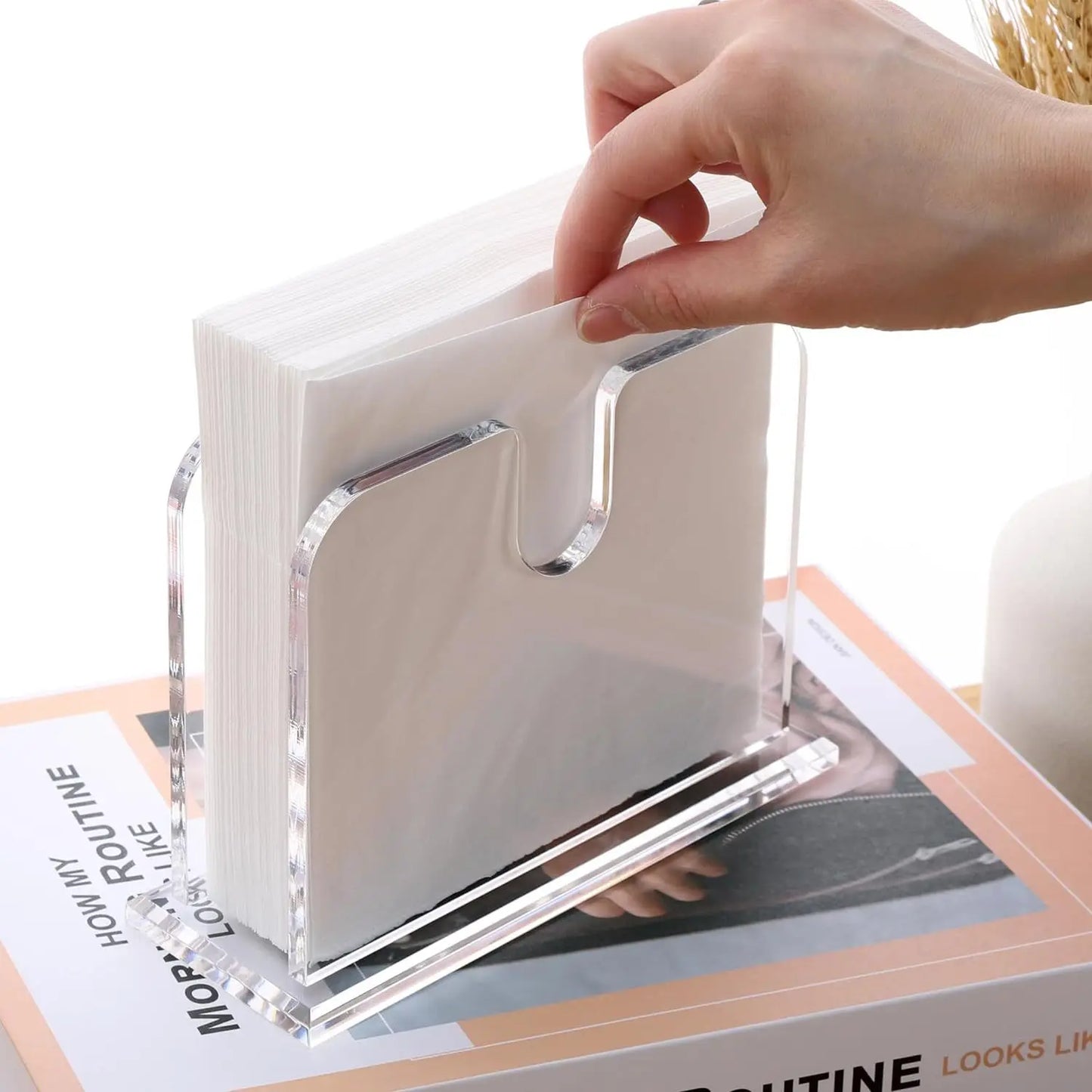 Transparent Acrylic Napkin Holder Vertical Napkin Holder Paper Dispenser Tissue Box Organizer Hotel Restaurant Table Decor