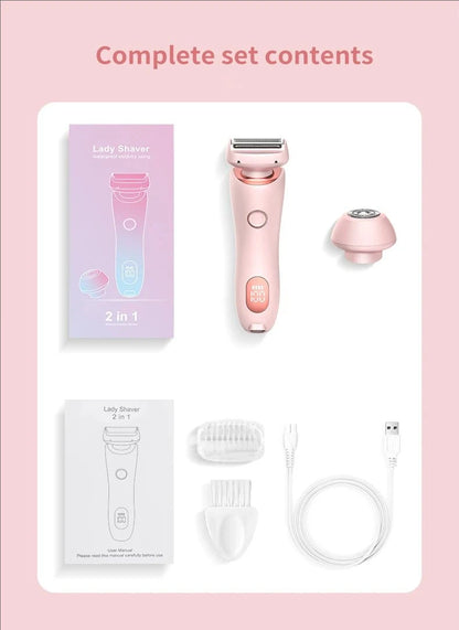 2-in-1 multi-purpose electric hair remover, portable body hair shaver for armpits, legs, bikini area, and private parts hairmer